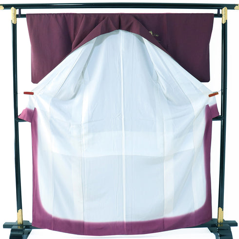 付下げ リサイクル 身丈161.8cm 裄64.8cm 袷 月に波柄 うさぎ柄 刺繍 箔 パープル Lサイズ お洒落 正絹 広衿 Sランク