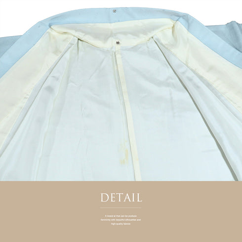 色無地 リサイクル 身丈160.8cm 裄64.6cm 袷 星柄 ブルー Lサイズ セミフォーマル お洒落 一つ紋 正絹 広衿 地紋あり Bランク