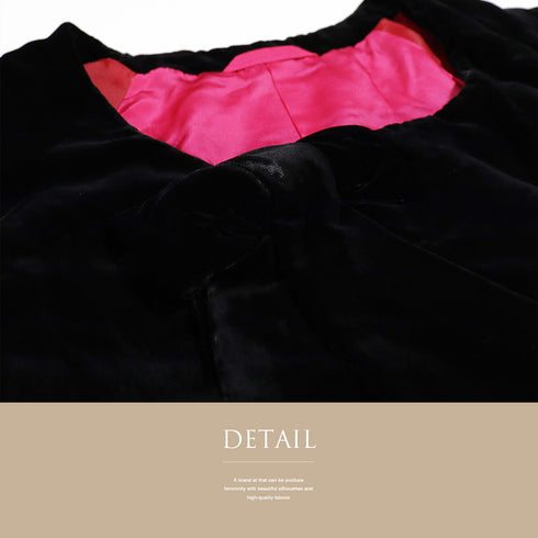 コート リサイクル 身丈79.5cm 裄67cm 袷 ベルベット 衿無し ラグラン袖 ブラック Lサイズ カジュアル 不明 Aランク