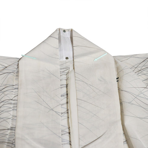 小紋 リサイクル 夏着物 身丈153cm 裄64.8cm 夏物 芝模様 とんぼ柄 雪輪 ミシン仕立て 後身頃居敷当て付き ベージュ Sサイズ カジュアル お洒落 ポリエステル 洗える着物 広衿 Sランク