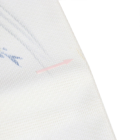 名古屋帯 リサイクル 帯丈367.5cm ポイント柄 夏用 魚柄 ホワイト Mサイズ 正絹 Aランク カジュアル