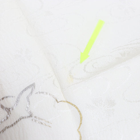 長襦袢 リサイクル 長襦袢 身丈133cm 裄66.8cm 袷 絵羽柄 半衿なし 鶴や松柄 地紋 ホワイト Lサイズ フォーマル 正絹 Aランク