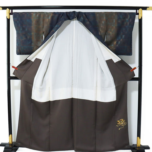 訪問着 リサイクル 身丈158.2cm 裄66.8cm 袷 石畳柄 地紋 多色 Mサイズ お洒落 正絹 広衿 Sランク