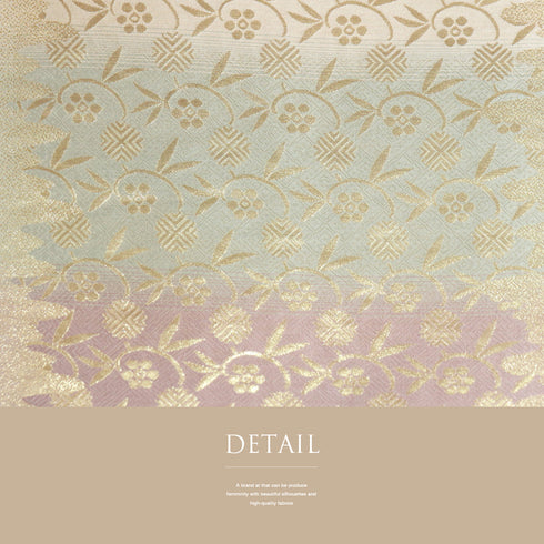 袋帯 リサイクル 帯丈464cm 全通 雪輪に花柄 蔦柄 ゴールド LLサイズ 正絹 未使用品 フォーマル セミフォーマル