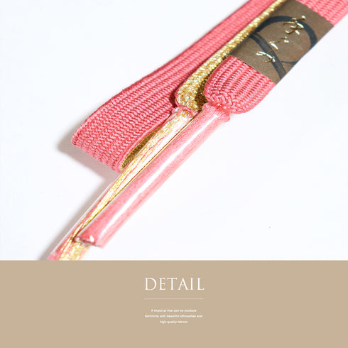 帯締め・帯揚げセット 手組紐 ちりめん ピンク 正絹 新品・未使用品 市松の地紋に桜柄