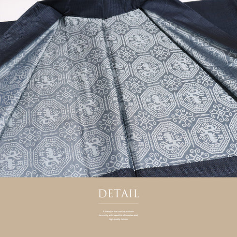 アンサンブル 男物 リサイクル 身丈150.2cm 裄68cm 羽織丈100cm 袷 大島 ネイビー Lサイズ お洒落 カジュアル しつけ糸 正絹 棒衿 Sランク