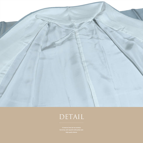 色無地 リサイクル 身丈162.2cm 裄66cm 袷 ゆったり ブルー Lサイズ セミフォーマル 一つ紋 正絹 広衿 Sランク