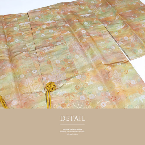 道中着 リサイクル 身丈93cm 裄63.6cm 袷 松竹梅柄 オレンジ Sサイズ お洒落 不明 Sランク