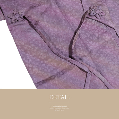 道中着 リサイクル 身丈124.7cm 裄66.6cm 袷 着物衿 対丈 地紋 パープル Lサイズ お洒落 正絹 Sランク