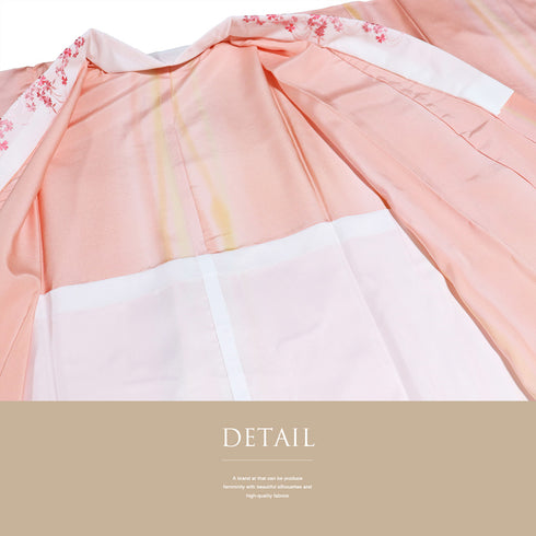 長襦袢 リサイクル 長襦袢 身丈119.5cm 裄63.2cm 袷 縞ぼかし柄 後身頃居敷当て付き 刺繍半衿 ピンク Sサイズ 正絹 袖無双 新品・未使用品