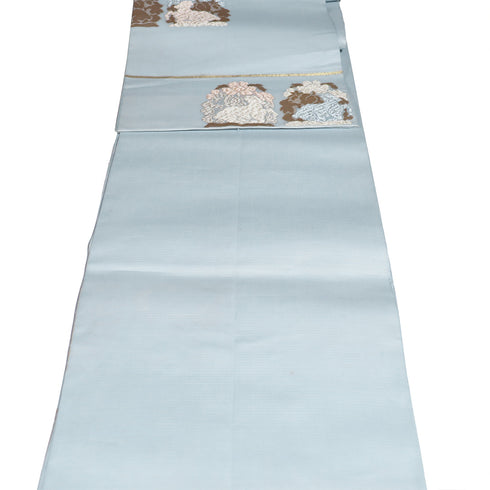 袋帯 リサイクル 帯丈426cm 六通 花兎柄 夏物 河合康幸製 刺繍 ブルー Sサイズ 正絹 Sランク フォーマル セミフォーマル