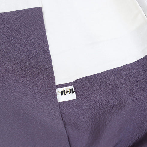 色無地 リサイクル 身丈161cm 裄65.6cm 袷 パープル Lサイズ セミフォーマル お洒落 一つ紋 正絹 広衿 地紋なし Sランク