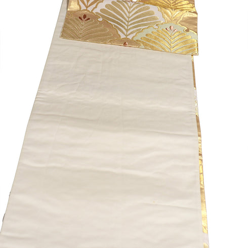 袋帯 リサイクル 帯丈444cm 全通 松葉文 ゴールド Mサイズ 正絹 Aランク フォーマル セミフォーマル