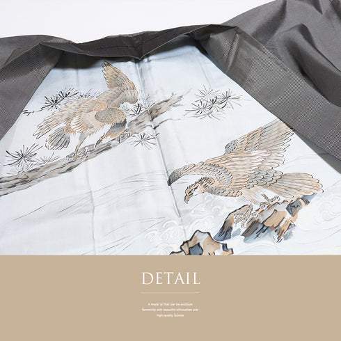 アンサンブル 男物 リサイクル 身丈148cm 裄68.6cm 羽織丈96cm 袷 細横縞柄 グレー Mサイズ お洒落 カジュアル しつけ糸 不明 棒衿 Sランク