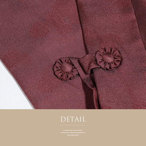 道中着 リサイクル 身丈102.5cm 裄68.2cm 袷 菊柄の地紋 ロング丈 レッド Lサイズ お洒落 しつけ糸 正絹 Sランク