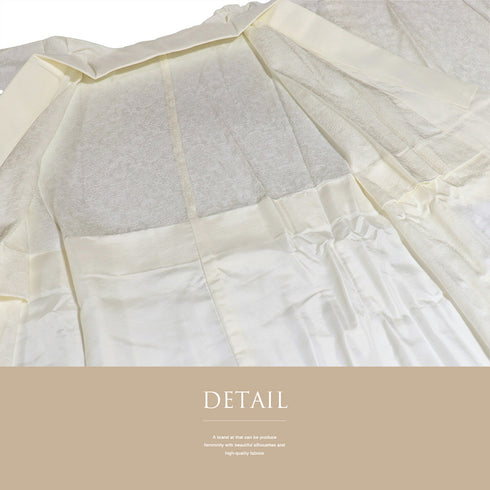 長襦袢 リサイクル 身丈127cm 裄62.6cm 袷 蔦や菊や蝶の地紋 袖裏に柄あり 後見頃居敷当て付き ホワイト Sサイズ フォーマル 正絹 袖無双 Sランク