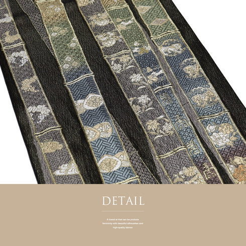 袋帯 リサイクル 帯丈436cm 全通 竹に吉祥文様 ブラック Mサイズ 正絹 Sランク お洒落