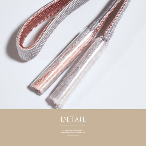 帯締め・帯揚げセット リサイクル 平組紐 ちりめん ピンク 正絹 新品・未使用品 地紋