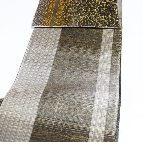 袋帯 リサイクル 帯丈452cm 六通 地紋に縦ぼかし柄 多色 Lサイズ 正絹 Sランク セミフォーマル お洒落