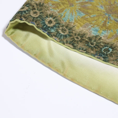 小紋 リサイクル 身丈166.7cm 裄67.8cm 袷 変わり織り 絞り模様 グリーン LLサイズ お洒落 正絹 広衿 Aランク