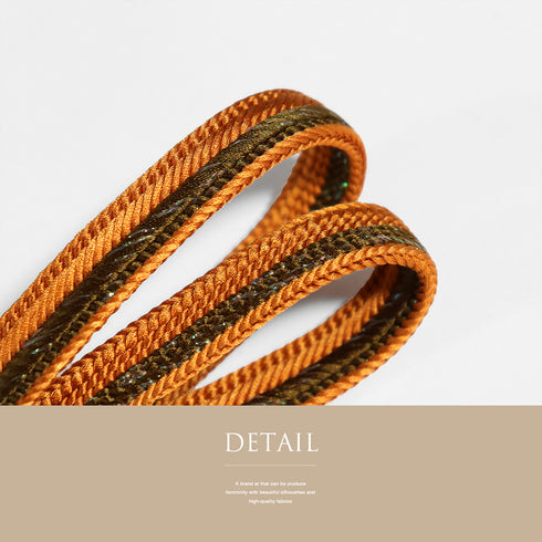 帯締め・帯揚げセット リサイクル 手組紐 ちりめん オレンジ 正絹 新品・未使用品