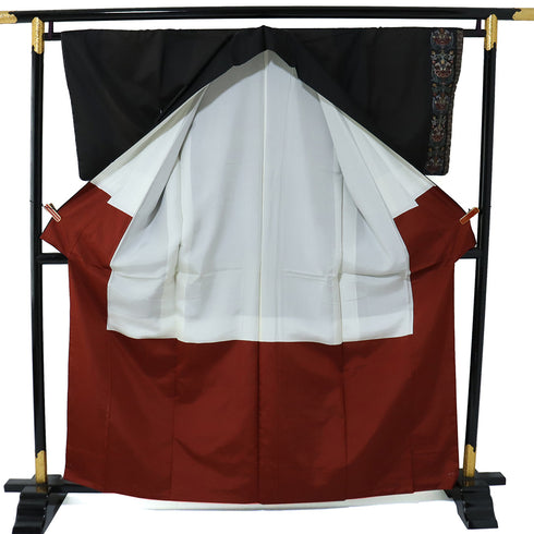 付下げ リサイクル 身丈162cm 裄64.6cm 袷 付下げ訪問着 紬 汕頭刺繍 相良刺繍 オリエンタル柄 ブラック Lサイズ お洒落 正絹 広衿 Sランク