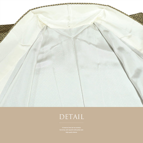 小紋 リサイクル 身丈162cm 裄63.8cm 袷 小花柄 地紋 ブラウン Lサイズ お洒落 正絹 広衿 Sランク