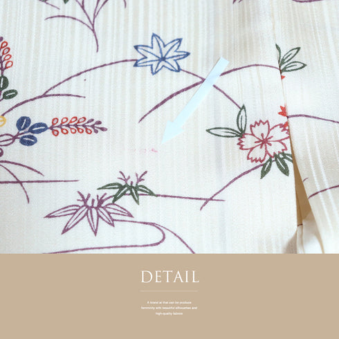 小紋 リサイクル 身丈158cm 裄63.8cm 袷 付け下げ小紋 花車に楓や松模様 ホワイト Mサイズ お洒落 カジュアル 正絹 広衿 Aランク