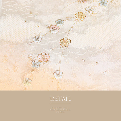 帯締め・帯揚げセット リサイクル お洒落 平組紐 ちりめん オレンジ 正絹 新品・未使用品 地紋 花柄 ぼかし