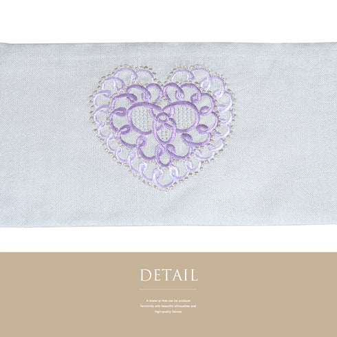 名古屋帯 リサイクル 帯丈373.4cm ポイント柄 猫柄 刺繍 ブルー Mサイズ 正絹 Sランク カジュアル お洒落