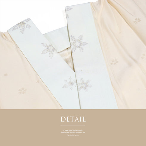 長襦袢 リサイクル 長襦袢 身丈124.2cm 裄67cm 袷 花丸柄 地紋 ベージュ Lサイズ セミフォーマル お洒落 落款 正絹 袖無双 Sランク