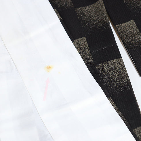 小紋 リサイクル 身丈162.8cm 裄66.4cm 袷 市松や石畳柄 たたきやぼかし柄 地紋 ブラック Lサイズ カジュアル お洒落 正絹 広衿 Aランク