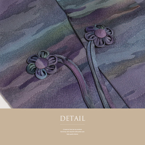 道中着 リサイクル 身丈102cm 裄65.6cm 袷 ロング丈 地紋 ぼかし柄 多色 Mサイズ お洒落 正絹 Sランク