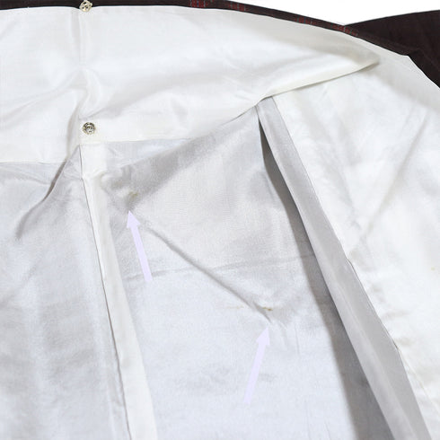 紬 リサイクル 身丈154.2cm 裄63.2cm 袷 絞り ブラウン Sサイズ カジュアル お洒落 正絹 広衿 Aランク