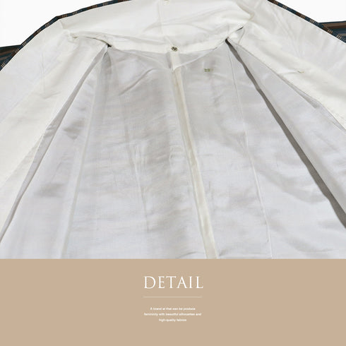 大島紬 リサイクル アンサンブル 2点セット 袷 証紙 Lサイズ Aランク ボーダー柄 カジュアル 道行コート丈89.5cm 身丈161.5cm 裄64.8cm 正絹 着物 AN-56