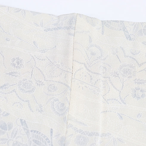 小紋 リサイクル 身丈154.2cm 裄61.5cm 単衣 植物柄 ベージュ Sサイズ お洒落 不明 広衿 Aランク