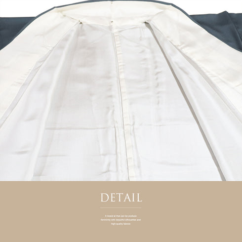 色留袖 リサイクル 身丈163cm 裄66.6cm 袷 華文に唐花柄 箔 金駒刺繍 ネイビー Lサイズ セミフォーマル 落款 一つ紋 正絹 広衿 Sランク