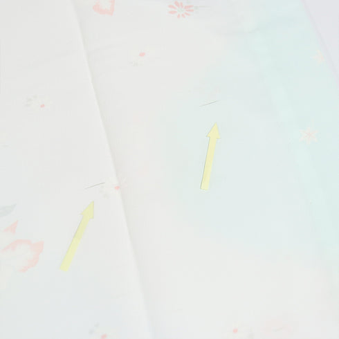 長襦袢 リサイクル 身丈120cm 裄61.8cm 袷 花柄 ぼかし ブルー SSサイズ しつけ糸 ポリエステル 洗える着物 袖無双 Aランク