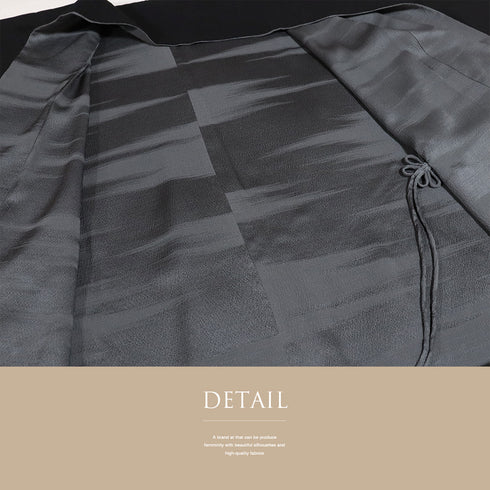 道中着 リサイクル 身丈95cm 裄68cm 袷 両面 地紋 ブラック Lサイズ お洒落 正絹 Sランク