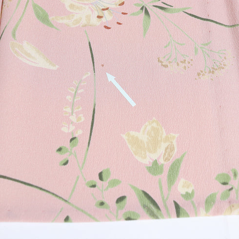 小紋 リサイクル 身丈168cm 裄65.5cm 単衣 百合柄 ピンク LLサイズ カジュアル ポリエステル 洗える着物 広衿 Aランク