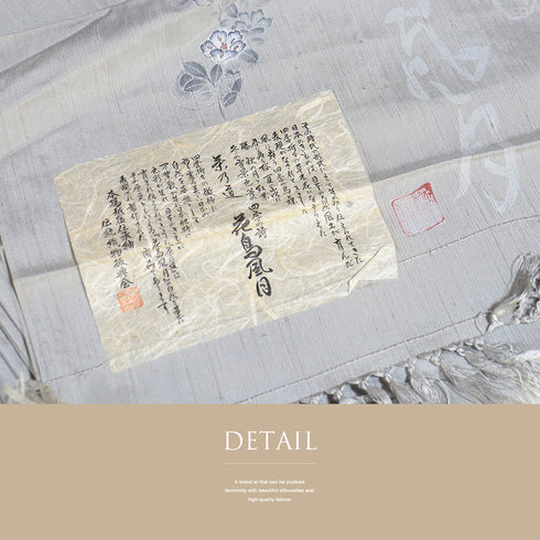 紬 リサイクル 身丈159cm 裄66.4cm 袷 花柄 グレー Mサイズ お洒落 落款 正絹 広衿 Sランク