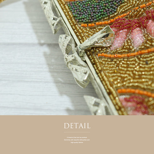 バッグ リサイクル ゴールド ビーズ Aランク 花柄