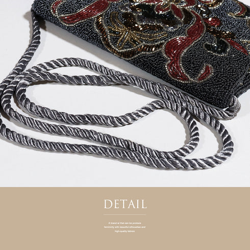 ビーズバック アンティーク お洒落 横幅21cm 高さ14cm Aランク 和装小物 ZO-83