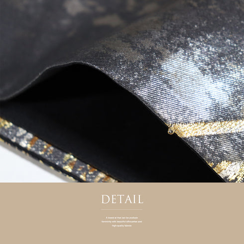 袋帯 リサイクル 帯丈424cm 六通 わらく 真珠箔 長江綿文 流水柄 ブラック Sサイズ 正絹 新品・未使用品 フォーマル セミフォーマル