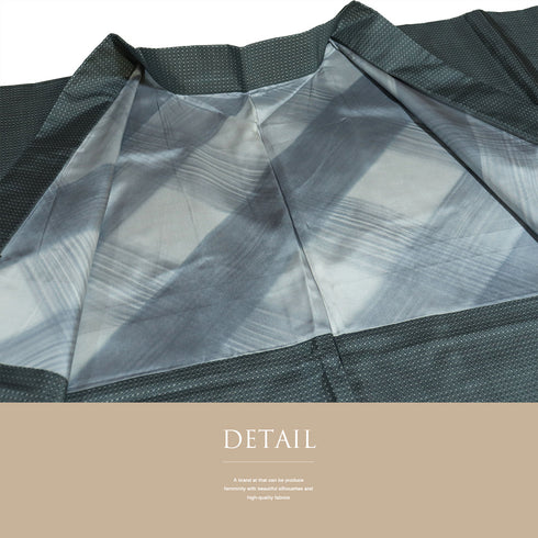 アンサンブル 紬 リサイクル 身丈161cm 裄65.8cm 羽織丈86cm 袷 絣柄 グレー Lサイズ カジュアル お洒落 正絹 広衿 Sランク