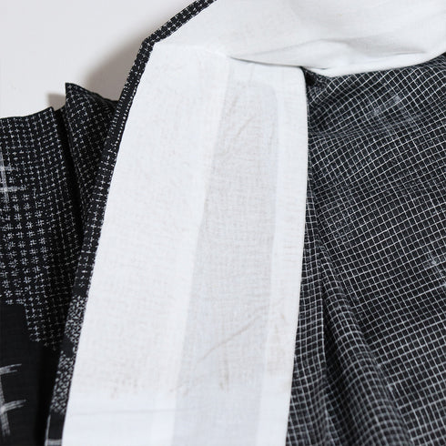 浴衣 リサイクル 夏着物 身丈155.5cm 裄63.5cm 夏物 桜柄 夏物 ブラック Mサイズ カジュアル 木綿 洗える着物 広衿 Aランク