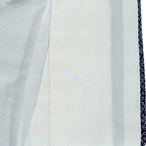 小紋 リサイクル 身丈159.2cm 裄64.4cm 袷 総絞り パープル Mサイズ お洒落 しつけ糸 正絹 広衿 Aランク