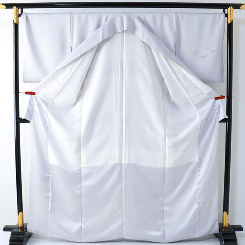 訪問着 リサイクル 身丈163.8cm 裄71.8cm 袷 花丸や華文柄 地紋 金駒刺繍 グレー Lサイズ フォーマル セミフォーマル 正絹 広衿 Sランク