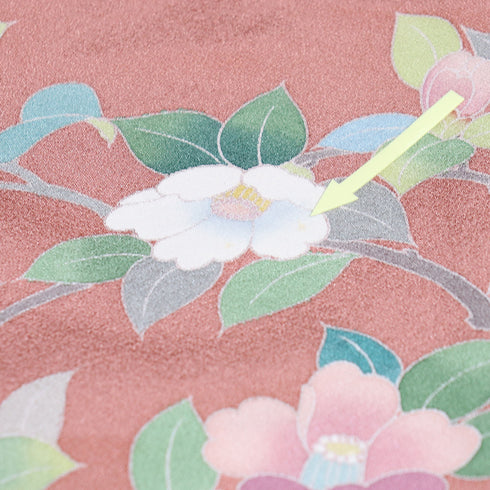 訪問着 リサイクル 身丈158cm 裄64.8cm 袷 四季花柄 ピンク Mサイズ フォーマル 落款 正絹 広衿 Aランク