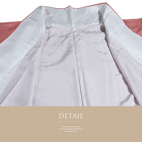 色無地 リサイクル 身丈157.5cm 裄66.4cm 袷 山本寛斎 KANSAIコレクション 小花柄 ピンク Mサイズ セミフォーマル 一つ紋 しつけ糸 正絹 広衿 地紋あり Sランク